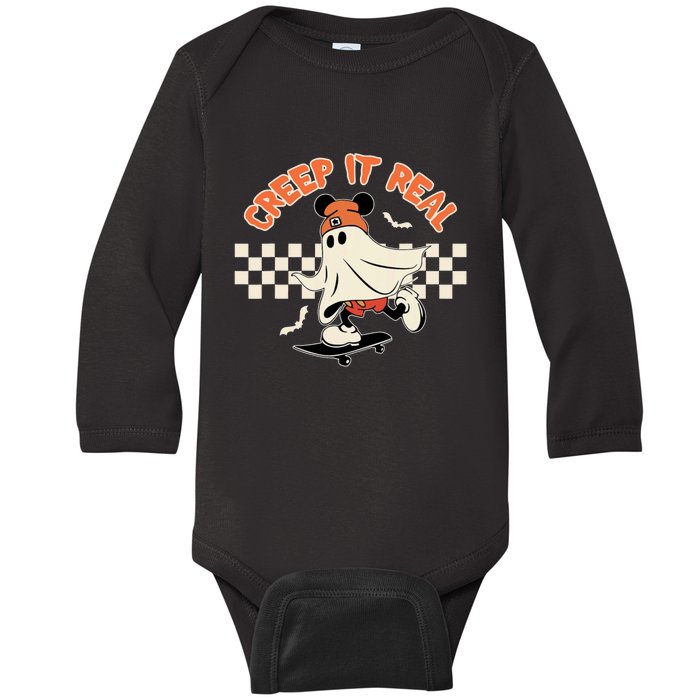 Creep It Real Spooky Ghost Mouse Baby Long Sleeve Bodysuit