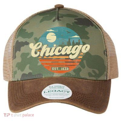 Chicago Illinois Retro Skyline Night Il Souvenirs Legacy Tie Dye Trucker Hat