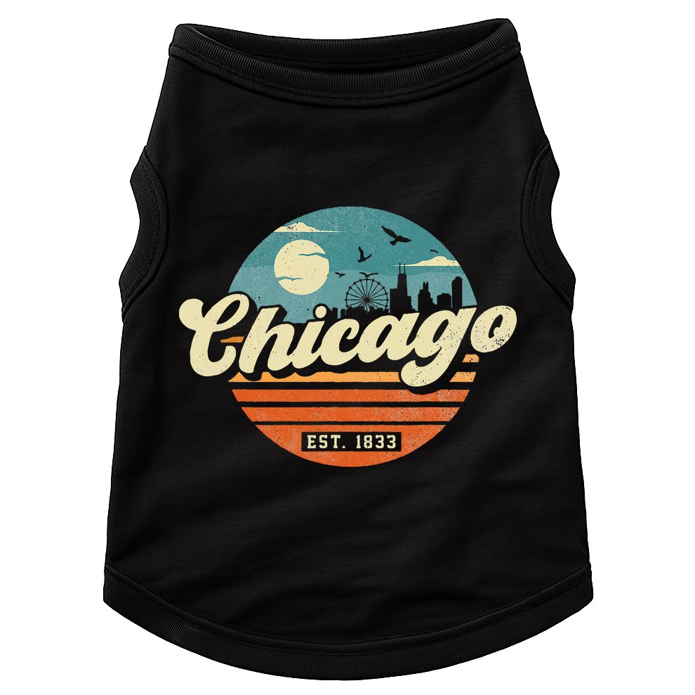 Chicago Illinois Retro Skyline Night Il Souvenirs Doggie Tank