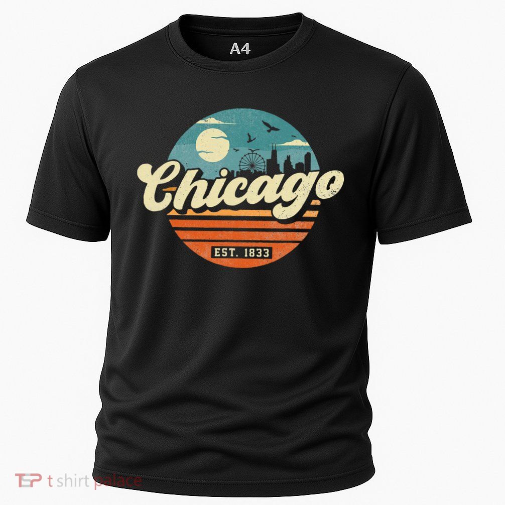 Chicago Illinois Retro Skyline Night Il Souvenirs Performance Shirt
