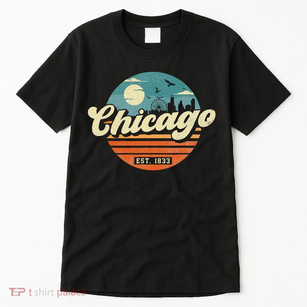 Chicago Illinois Retro Skyline Night Il Souvenirs Tall T-Shirt