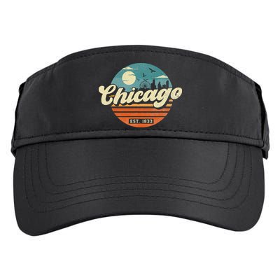 Chicago Illinois Retro Skyline Night Il Souvenirs Adult Drive Performance Visor