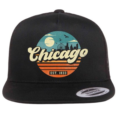 Chicago Illinois Retro Skyline Night Il Souvenirs Flatbill Hat