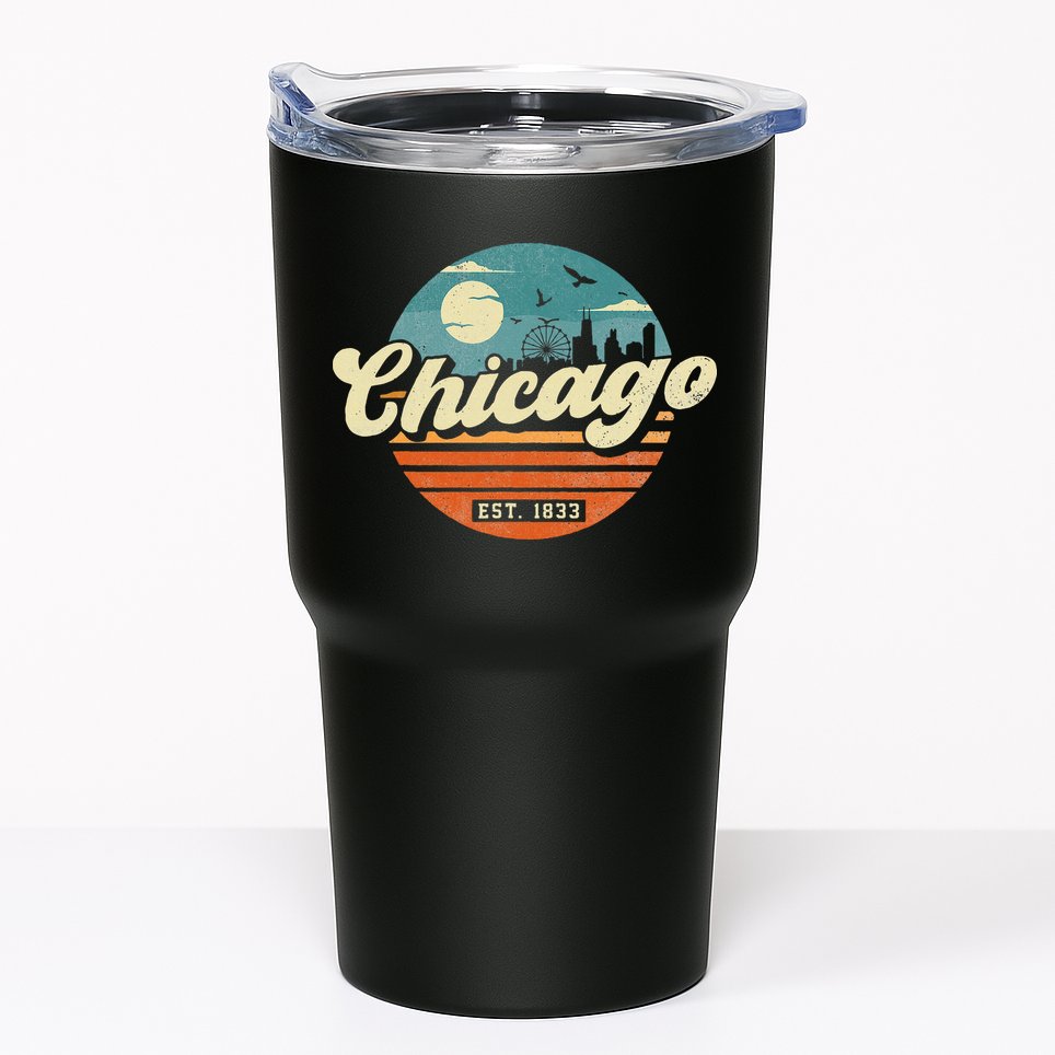 Chicago Illinois Retro Skyline Night Il Souvenirs Tumbler