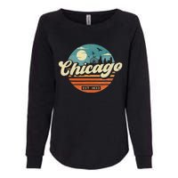 Chicago Illinois Retro Skyline Night Il Souvenirs Womens California Wash Sweatshirt