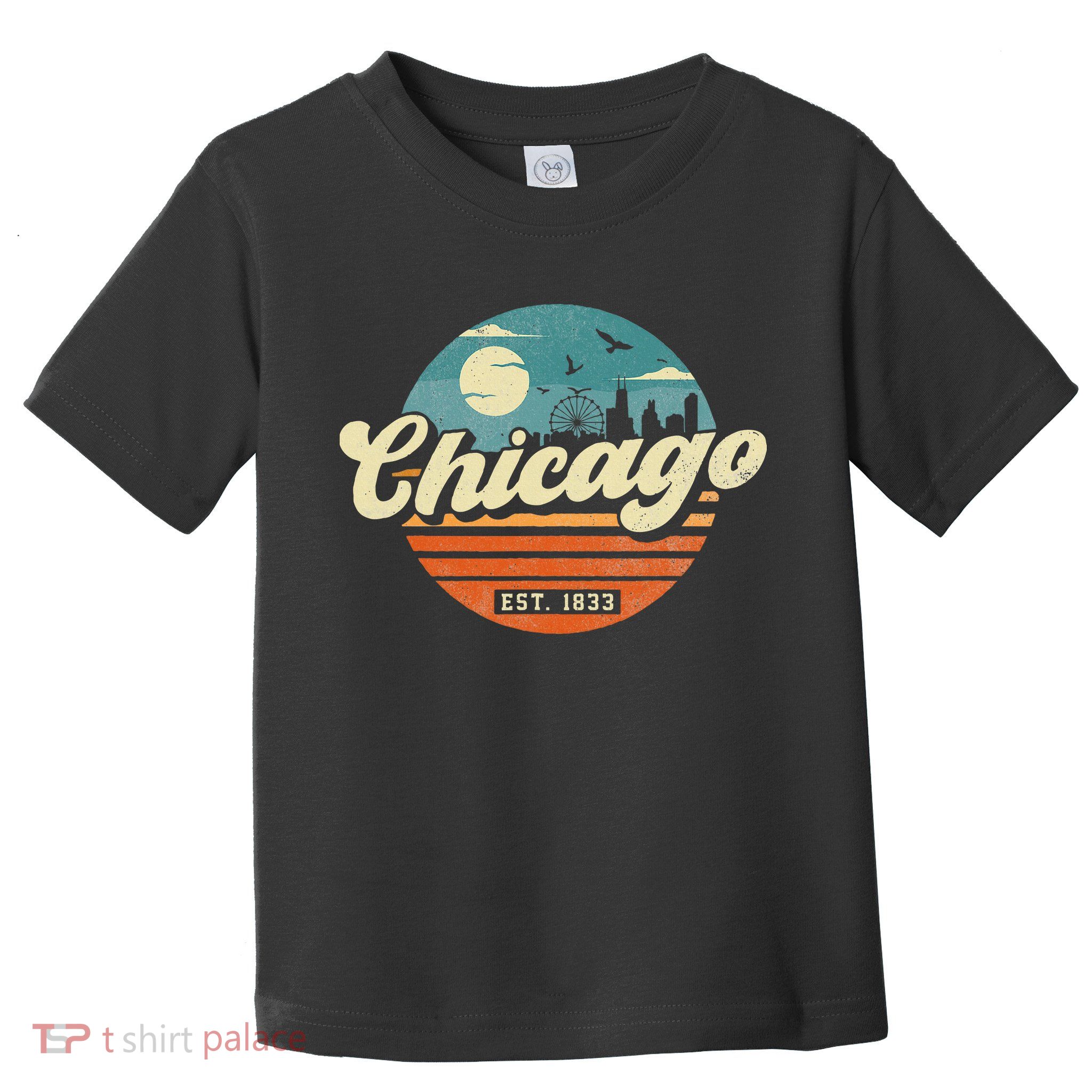 Chicago Illinois Retro Skyline Night Il Souvenirs Toddler T-Shirt