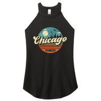 Chicago Illinois Retro Skyline Night Il Souvenirs Women's Perfect Tri Rocker Tank