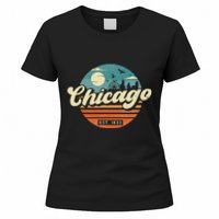 Chicago Illinois Retro Skyline Night Il Souvenirs Women's T-Shirt