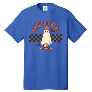 Creep It Real Funny Ghost Halloween Skateboard Cool Gift Tall T-Shirt