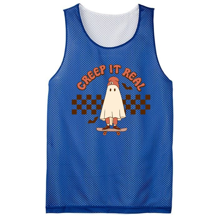 Creep It Real Funny Ghost Halloween Skateboard Cool Gift Mesh Reversible Basketball Jersey Tank