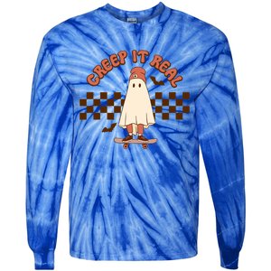 Creep It Real Funny Ghost Halloween Skateboard Cool Gift Tie-Dye Long Sleeve Shirt