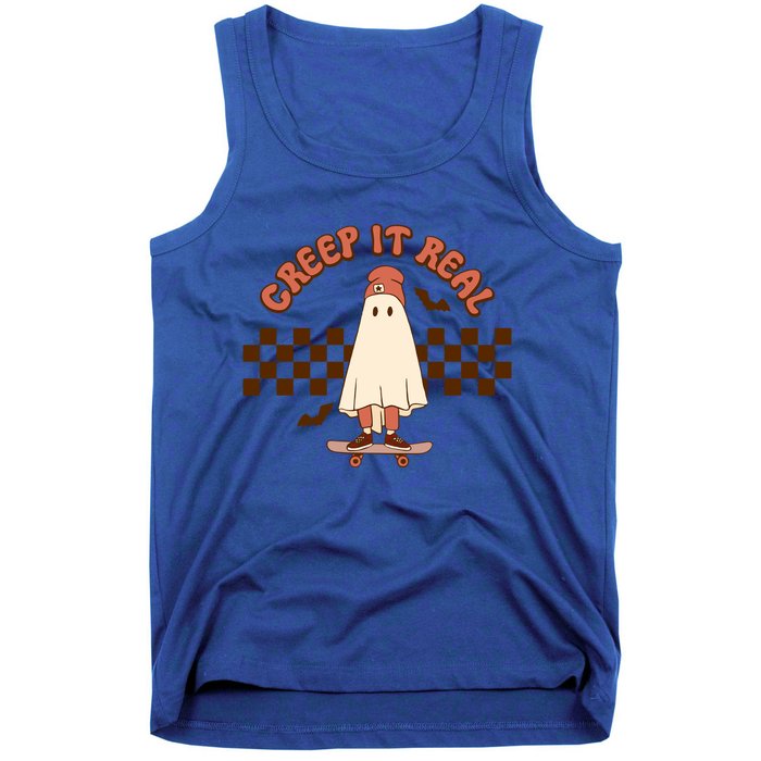 Creep It Real Funny Ghost Halloween Skateboard Cool Gift Tank Top