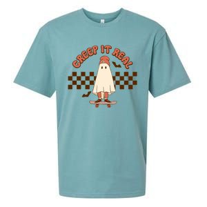 Creep It Real Funny Ghost Halloween Skateboard Cool Gift Sueded Cloud Jersey T-Shirt