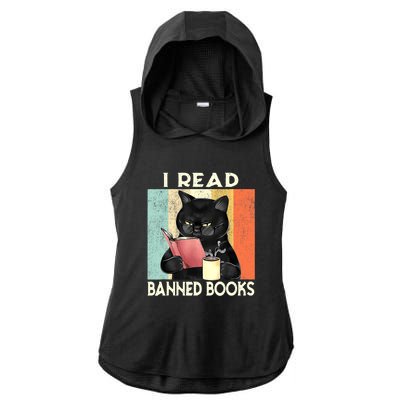 Cat I Read Banned Books Funny Bookworms Reading Book Ladies PosiCharge Tri-Blend Wicking Draft Hoodie Tank