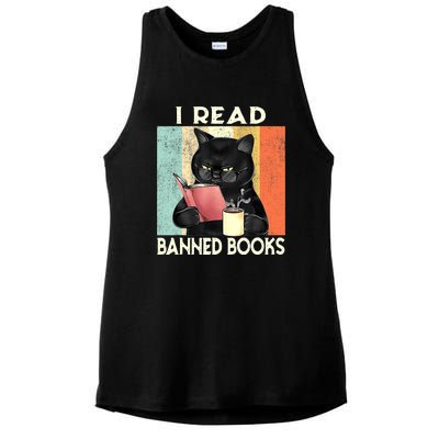 Cat I Read Banned Books Funny Bookworms Reading Book Ladies PosiCharge Tri-Blend Wicking Tank