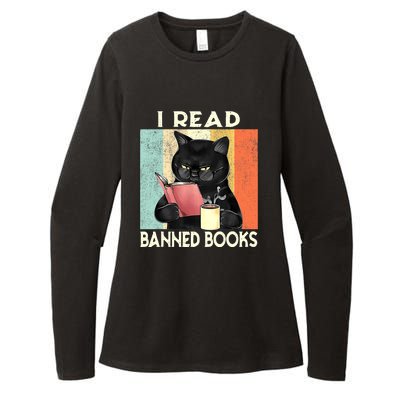 Cat I Read Banned Books Funny Bookworms Reading Book Womens CVC Long Sleeve Shirt