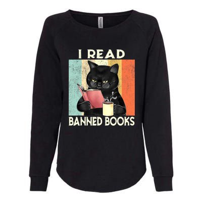 Cat I Read Banned Books Funny Bookworms Reading Book Womens California Wash Sweatshirt