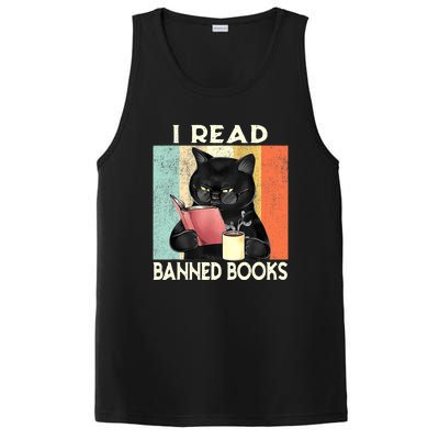 Cat I Read Banned Books Funny Bookworms Reading Book PosiCharge Competitor Tank