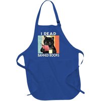 Cat I Read Banned Books Funny Bookworms Reading Book Full-Length Apron With Pockets