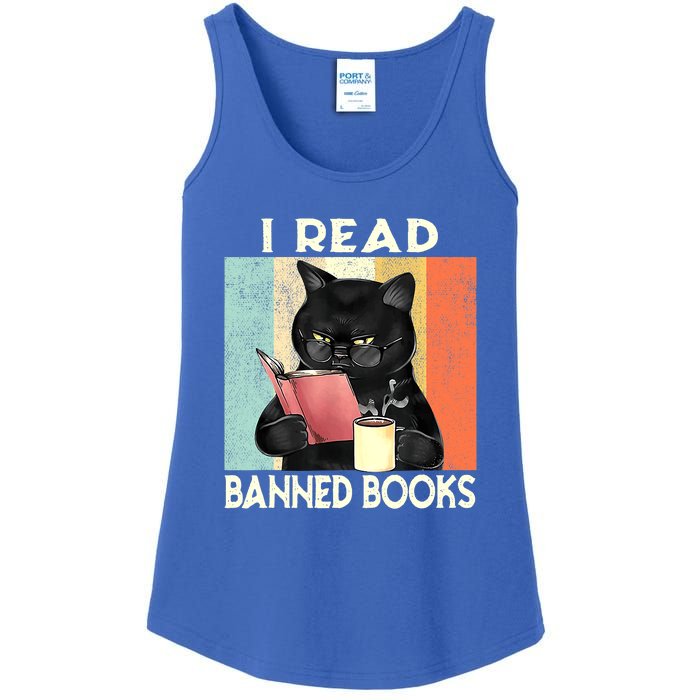 Cat I Read Banned Books Funny Bookworms Reading Book Ladies Essential Tank