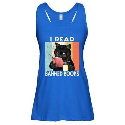 Cat I Read Banned Books Funny Bookworms Reading Book Ladies Essential Flowy Tank