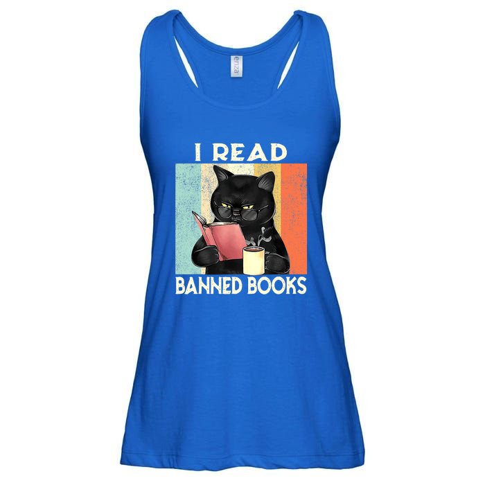 Cat I Read Banned Books Funny Bookworms Reading Book Ladies Essential Flowy Tank