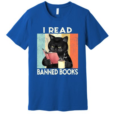 Cat I Read Banned Books Funny Bookworms Reading Book Premium T-Shirt