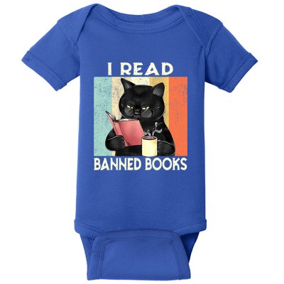 Cat I Read Banned Books Funny Bookworms Reading Book Baby Bodysuit