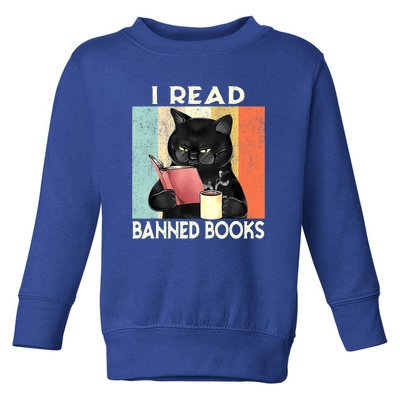 Cat I Read Banned Books Funny Bookworms Reading Book Toddler Sweatshirt