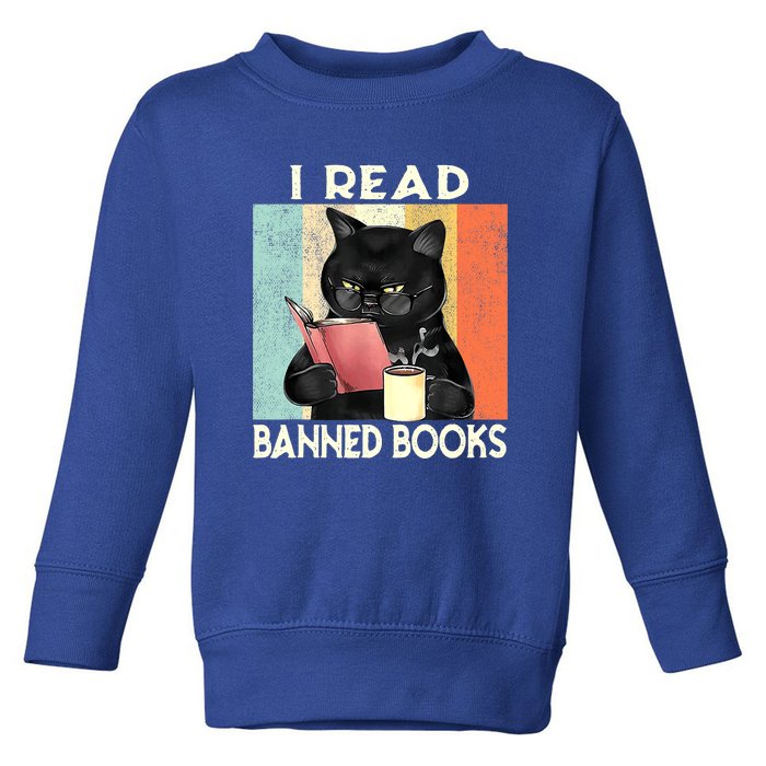 Cat I Read Banned Books Funny Bookworms Reading Book Toddler Sweatshirt