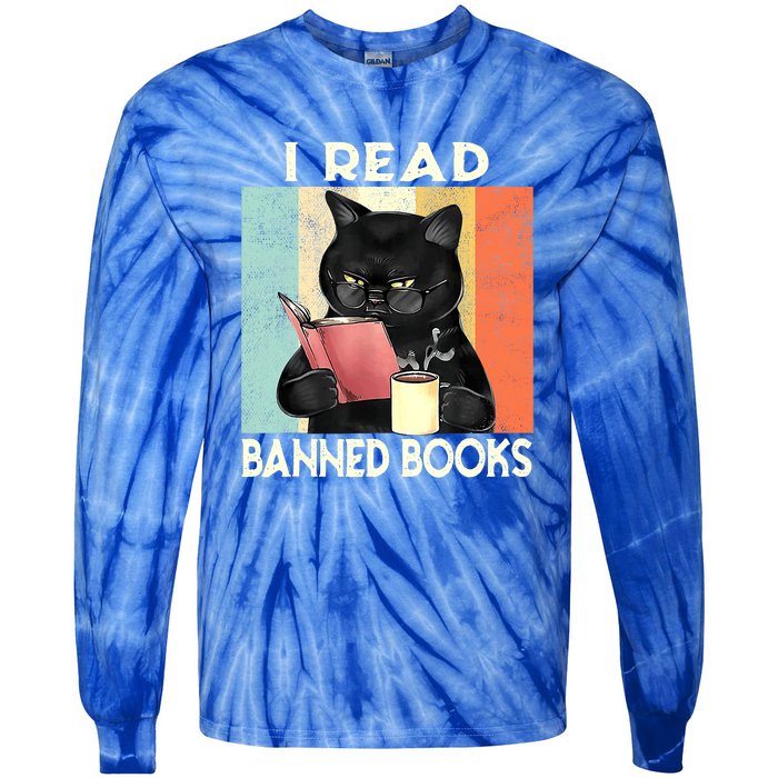 Cat I Read Banned Books Funny Bookworms Reading Book Tie-Dye Long Sleeve Shirt