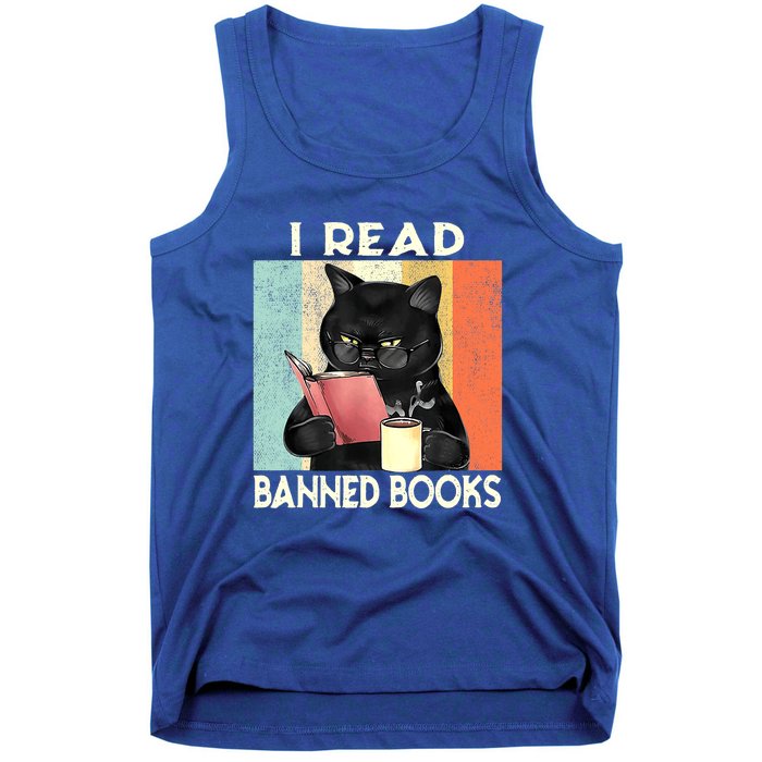 Cat I Read Banned Books Funny Bookworms Reading Book Tank Top