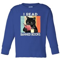 Cat I Read Banned Books Funny Bookworms Reading Book Toddler Long Sleeve Shirt