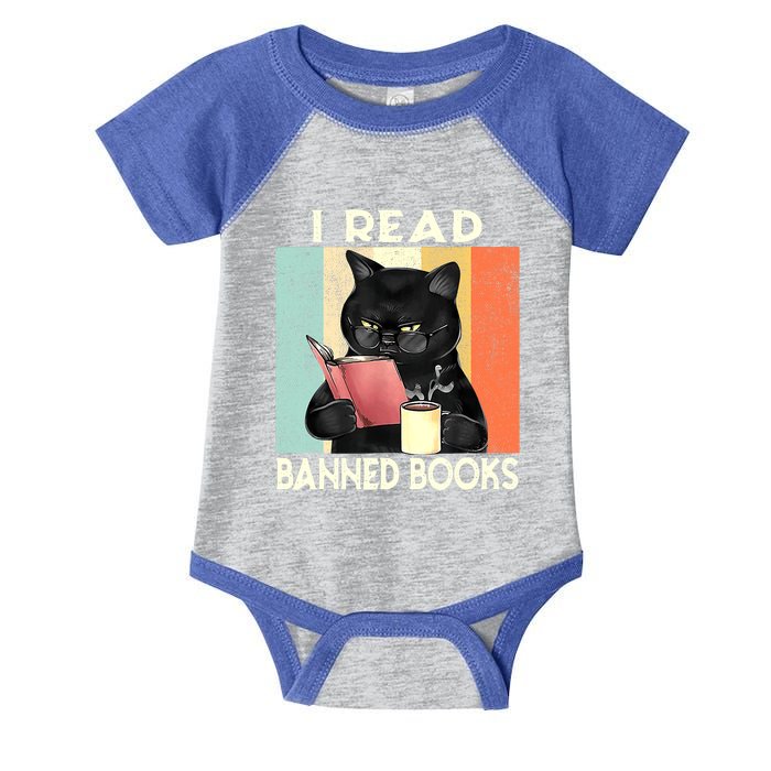 Cat I Read Banned Books Funny Bookworms Reading Book Infant Baby Jersey Bodysuit