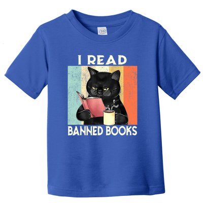 Cat I Read Banned Books Funny Bookworms Reading Book Toddler T-Shirt