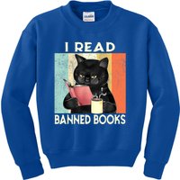 Cat I Read Banned Books Funny Bookworms Reading Book Kids Sweatshirt