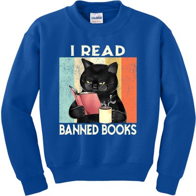 Cat I Read Banned Books Funny Bookworms Reading Book Kids Sweatshirt