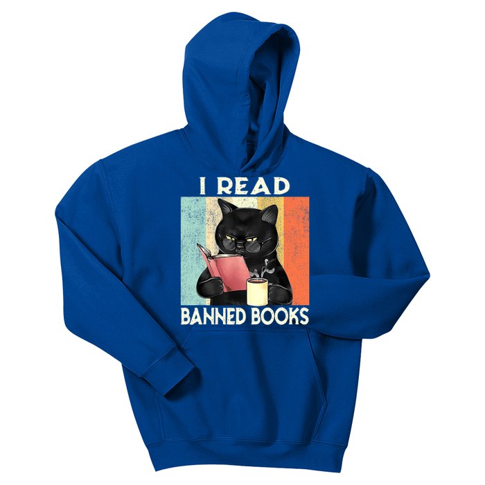 Cat I Read Banned Books Funny Bookworms Reading Book Kids Hoodie