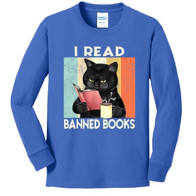 Cat I Read Banned Books Funny Bookworms Reading Book Kids Long Sleeve Shirt