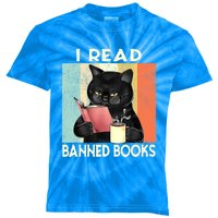 Cat I Read Banned Books Funny Bookworms Reading Book Kids Tie-Dye T-Shirt