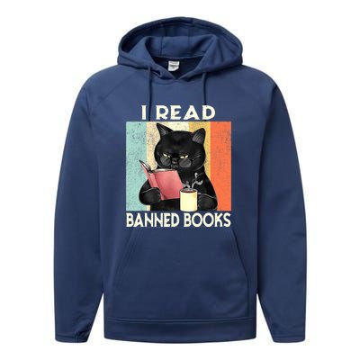 Cat I Read Banned Books Funny Bookworms Reading Book Performance Fleece Hoodie