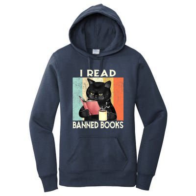 Cat I Read Banned Books Funny Bookworms Reading Book Women's Pullover Hoodie