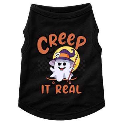 Creep It Real Vintage Retro Ghost On Skateboard Checkerboard Gift Doggie Tank