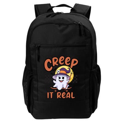 Creep It Real Vintage Retro Ghost On Skateboard Checkerboard Gift Backpack
