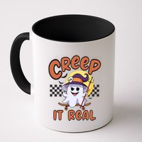 Creep It Real Vintage Retro Ghost On Skateboard Checkerboard Gift Mug