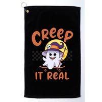 Creep It Real Vintage Retro Ghost On Skateboard Checkerboard Gift Golf Towel