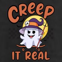 Creep It Real Vintage Retro Ghost On Skateboard Checkerboard Gift Golf Towel