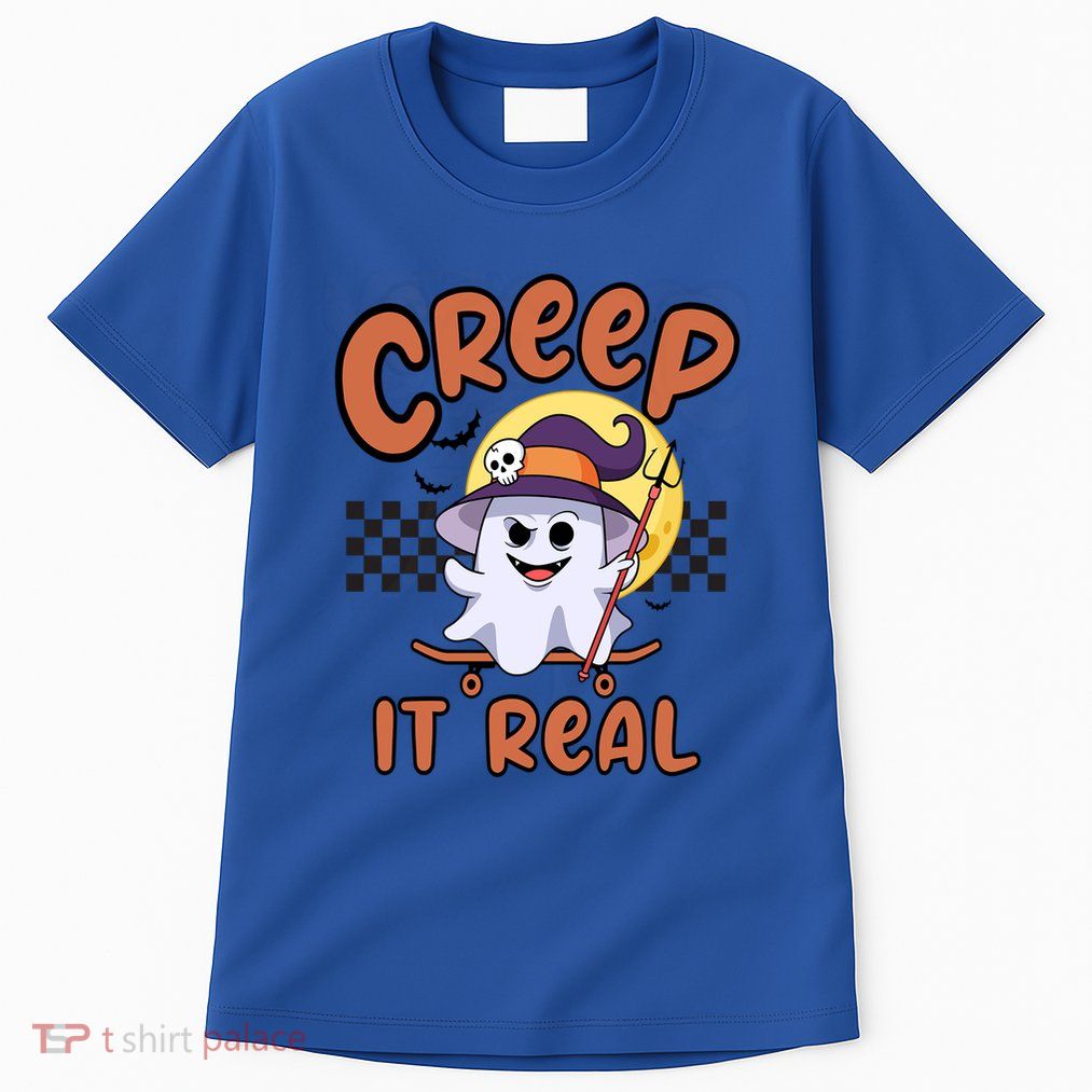 Creep It Real Vintage Retro Ghost On Skateboard Checkerboard Gift Tall T-Shirt