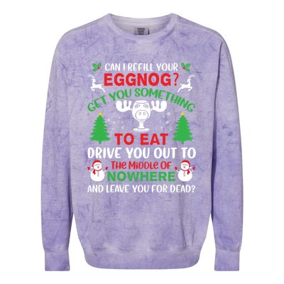 Can I Refill Your Eggnog Gift Family Christmas Vacation Quote Gift Colorblast Crewneck Sweatshirt