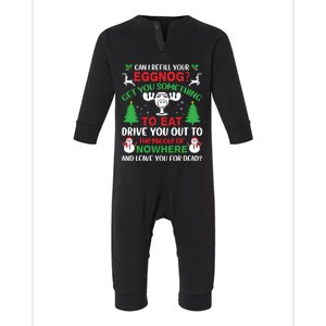 Can I Refill Your Eggnog Gift Family Christmas Vacation Quote Gift Infant Fleece One Piece